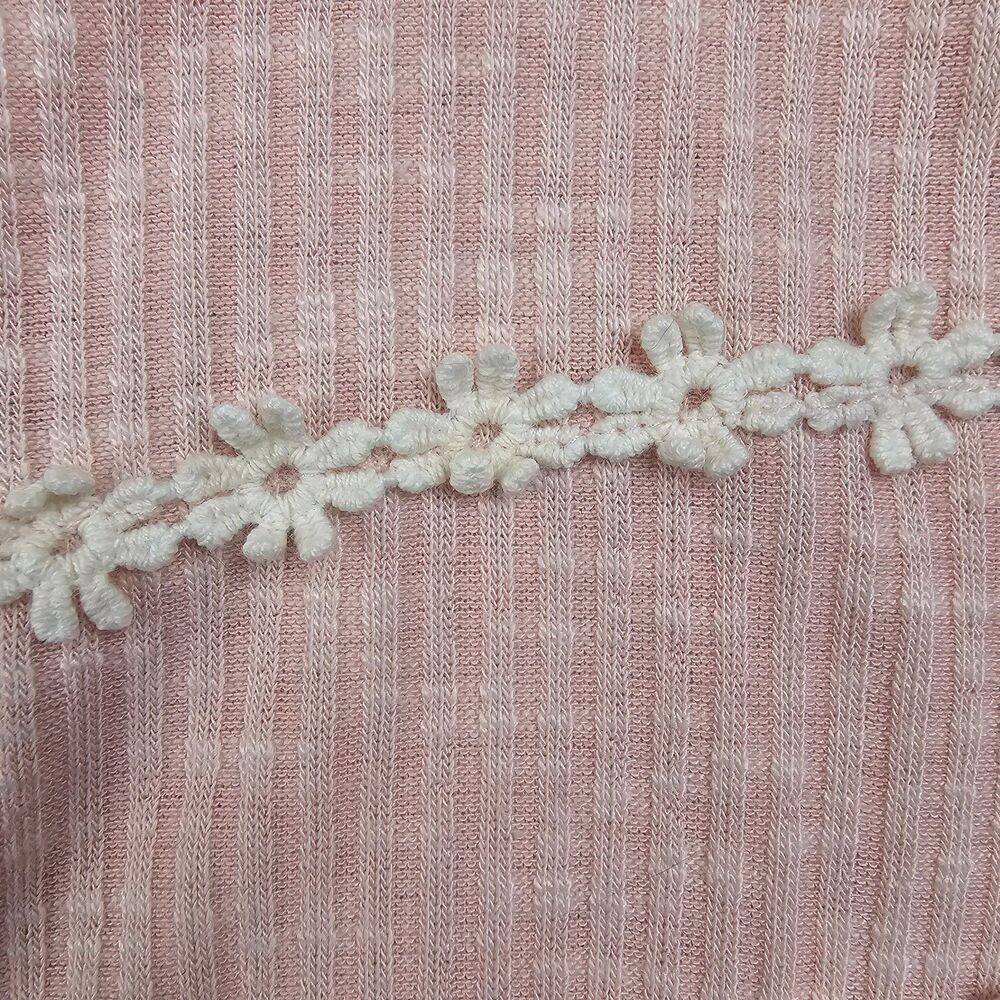POL Pink Ribbed Lace Trim Babydoll Cami Top M Boho Coquette Cottagecore - Picture 8 of 14